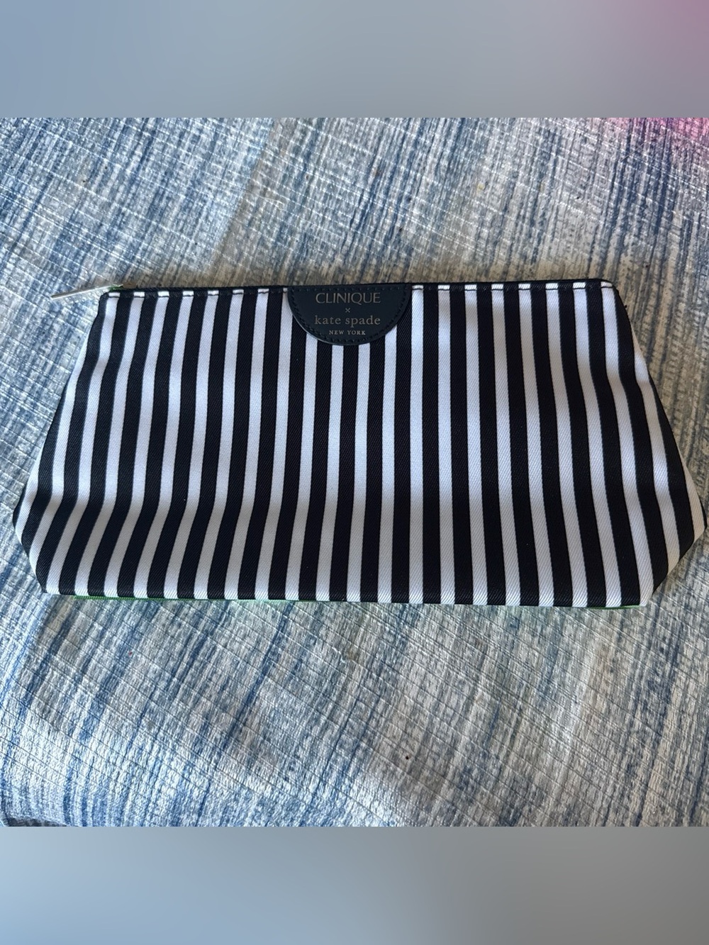 Clinique x Kate Spade - Black & White Stripe Cosmetic Pouch